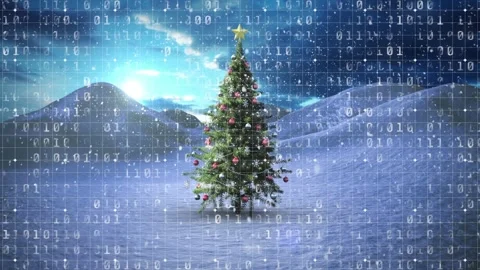 Animation of christmas tree over data processing Stock Footage 329967865