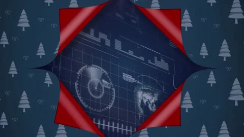 Animation of christmas tree over data processing over dark background Stock Footage 330255548