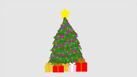 Animation of Christmas tree with twinkling lights. Stock Footage 288346653