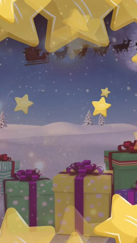Animation of christmas trees snowflakes falling over lab workers computer winter Stock Footage 343644510