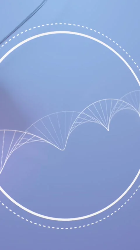 Animation of circle and dna strand over stethoscope with heart Stock Footage 342595054
