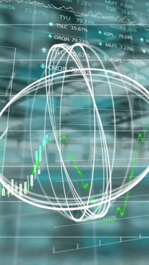 Animation of circle and financial data processing 스톡 동영상 343867931