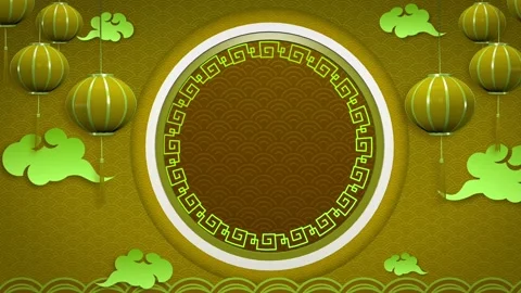 Animation circle chinese style with orange background for template. Stock Footage 220768347