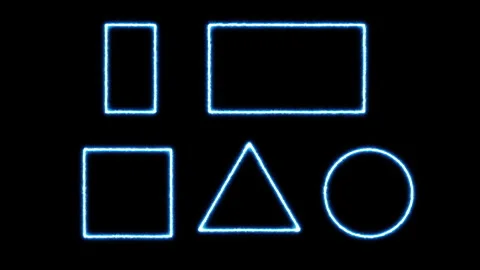 Animation of circle rectangle square triangle shape frame neon glowing Stock Footage 296340841