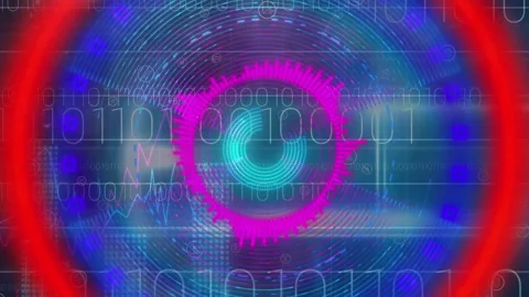 Animation of circles and binary code on navy background Stock Footage 328013948