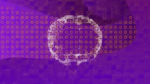 Animation of circles and digital human brain over abstract pattern in background Stock Footage 330255740