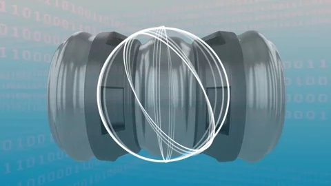 Animation of circles and engine spinning over binary coding Stock Footage 169521318