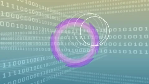 Animation of circles and scope spinning over binary coding Stock Footage 169521287
