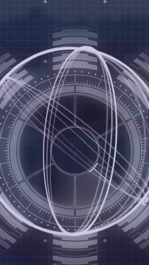 Animation of circles on arc reactor, graphs and computer language over abstract Stock Footage 343127445