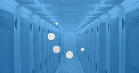 Animation of circles with data loading and processing over computer servers Stock Footage 161022395