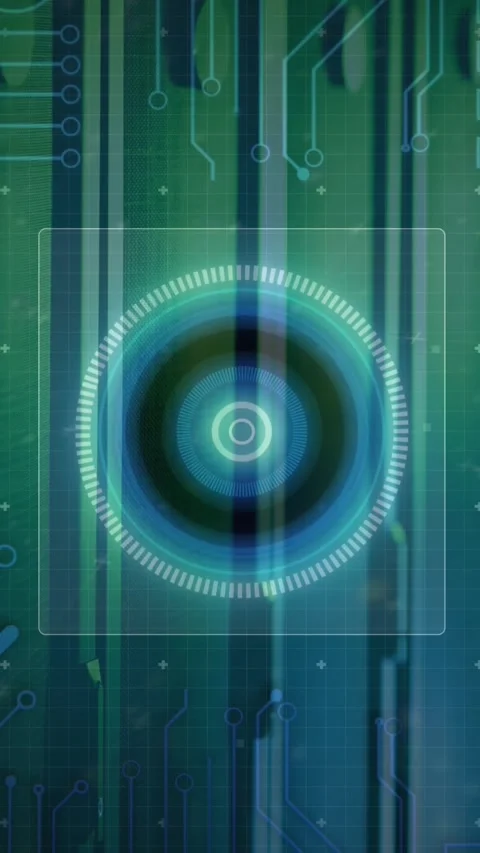 Animation of circles, globe and circuit board pattern against server room 库存影片 321440836