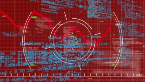 Animation of circles, graph and programming language over red background 動画素材 326038793