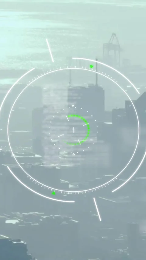 Animation of circles, lines and computer language over aerial view of fog Stock Footage 323579007
