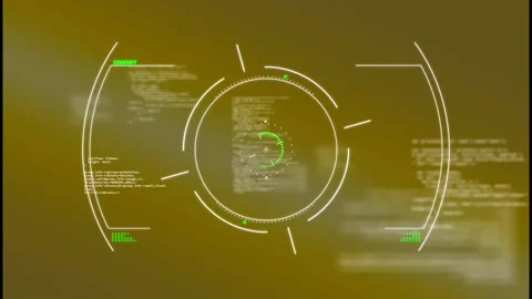 Animation of circles over computer programming language against abstract Stock Footage 234480396