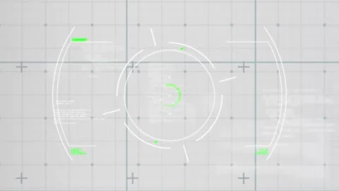 Animation of circles over grid pattern and computer language against abstract Stock Footage 243713011