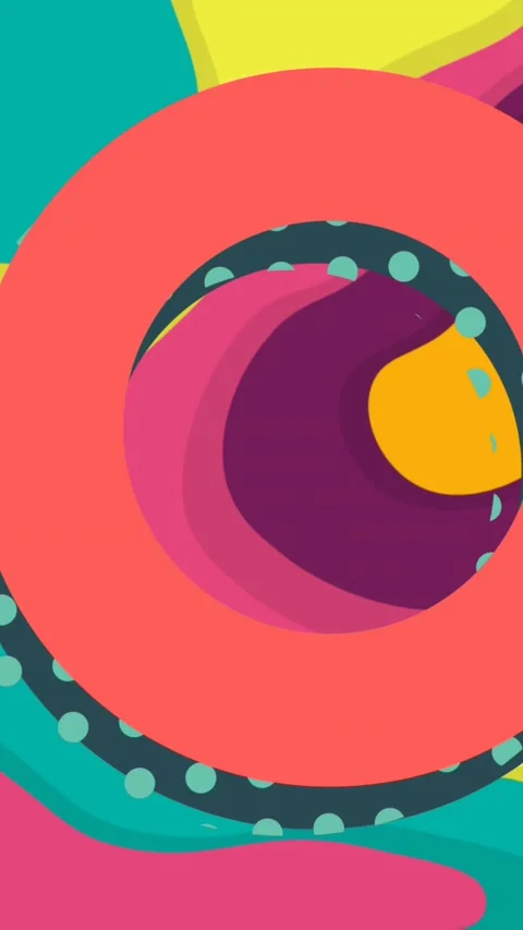 Animation of circles over neon retro pattern Stock Footage 344765953