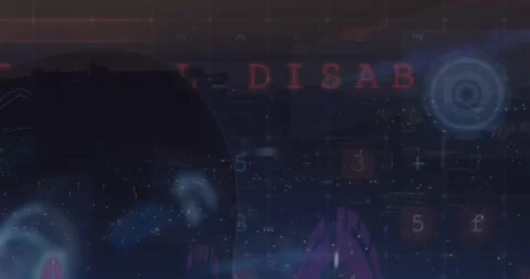 Animation of circles, radars, multiple texts, letter, symbols and numbers over Stock Footage 329770498