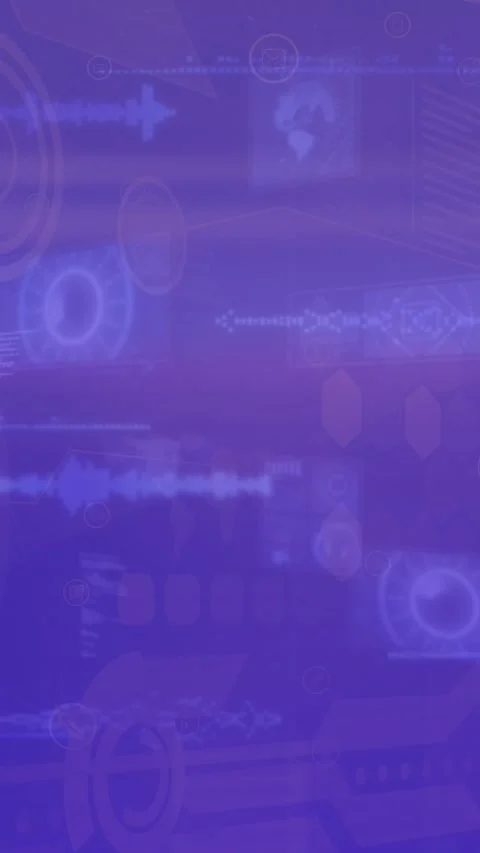 Animation of circles, radars, soundwaves, globes over computer language on Stock Footage 343996495