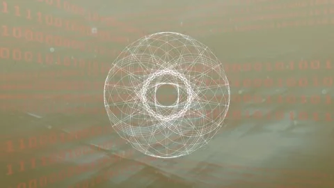 Animation of circles spinning over binary coding Stock Footage 169521320