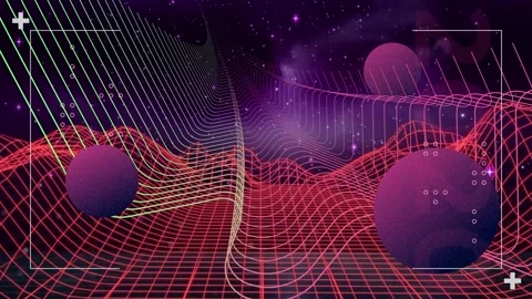 Animation of circles with wave patterns and triangle over infographic interface Stock Footage 209934674