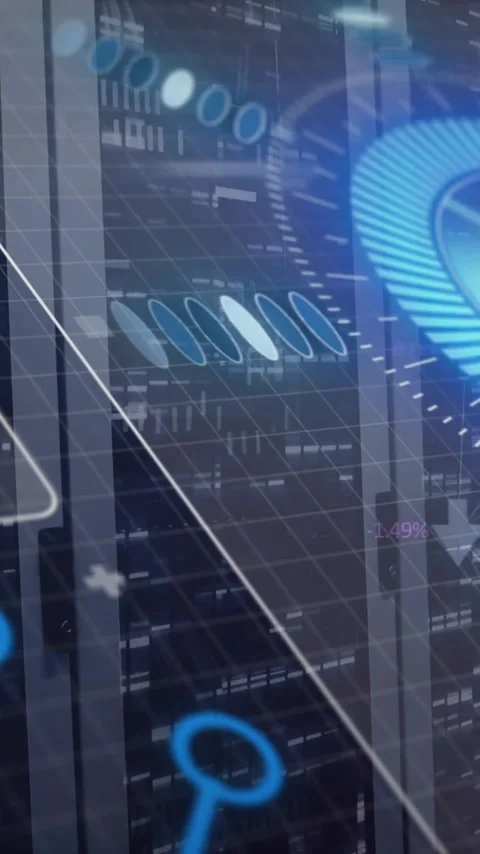 Animation of circuit baord and data processing over computer servers Stock Footage 343920706