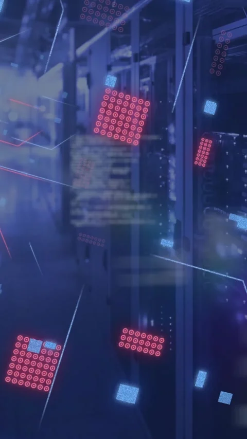 Animation of circuit board and data processing over computer servers Stock Footage 320589858