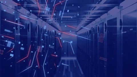 Animation of circuit board and data processing over computer servers Stock Footage 327714889