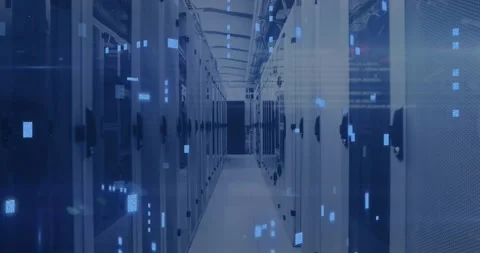 Animation of circuit board and data processing over computer servers Stock Footage 328015703