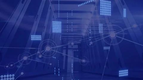 Animation of circuit board and data processing over computer servers Stock Footage 329509629