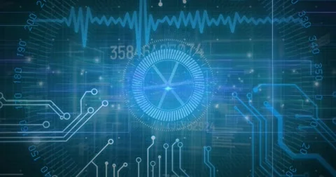 Animation of circuit board and data processing over blue background Stock Footage 329706057