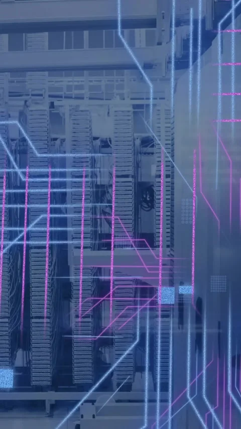Animation of circuit board and data processing over computer servers Stock Footage 342996774