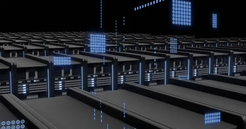 Animation of circuit board and digital data processing over computer servers Stock Footage 326758293