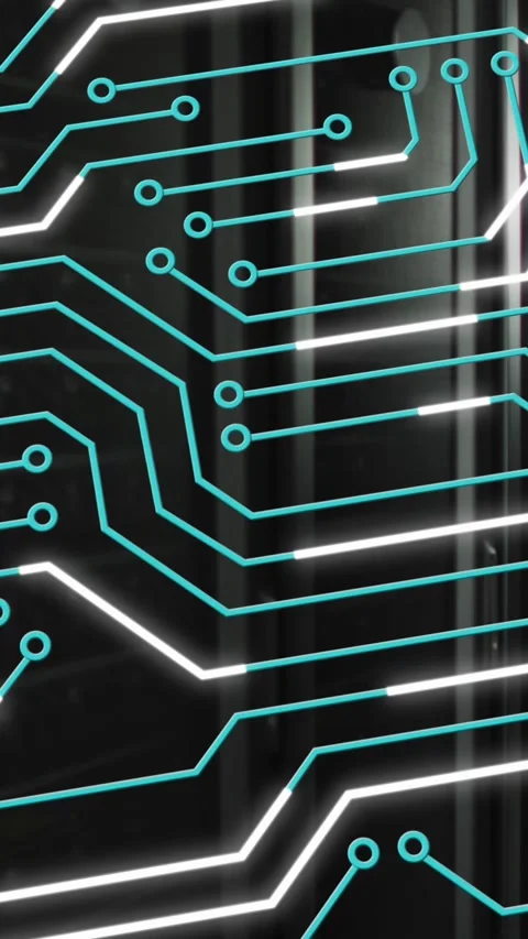 Animation of circuit board over computer servers Stock Footage 344636047