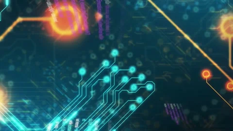 Animation of circuit board pattern and computer language over black background Stock Footage 312289066