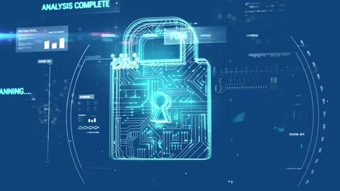 Animation of circuit board pattern in padlock, computer language, dna helix over Stock Footage 229829713