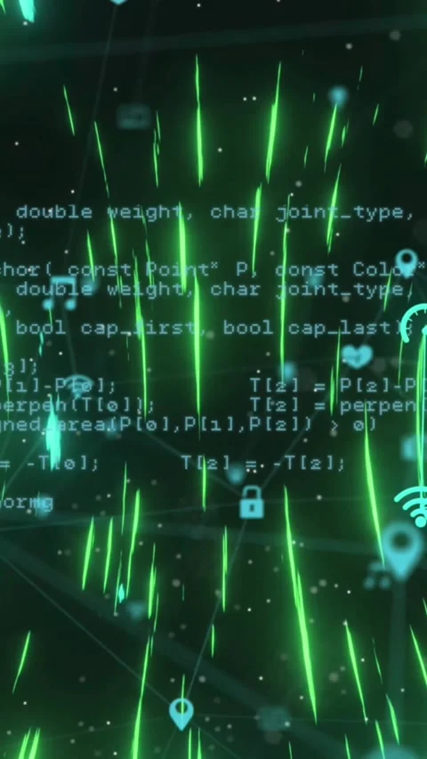 Animation of circular pattern and connected icons forming globes with computer Stock Footage 320811740