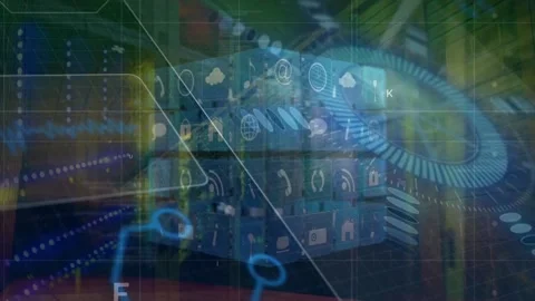 Animation of circular scanner and cube o... | Stock Video | Pond5