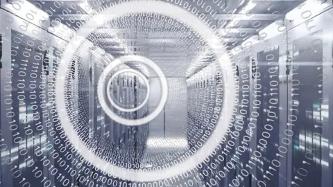 Animation of circular shapes and binary coding in seamless pattern against 스톡 동영상 244786344