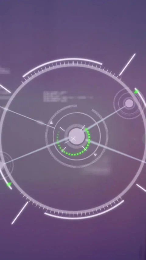 Animation of circular white scanner, communication network and data processing Stock Footage 344403057