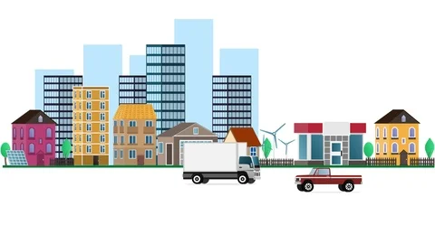 Animation of the city Stock Footage 117132484