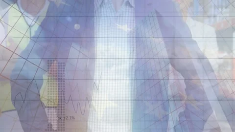 Animation of cityscape over group of diverse business people Stock Footage 201489861