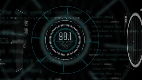 Animation of classic virtual hud interface graphic information analysing per 스톡 동영상 246677846