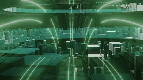 Animation of clean futuristic alien sci fi fantasy landscape  - 3d rendering Stock Footage 160040381