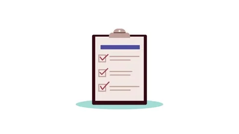 Animation of clipboard checklist being filled with red check marks on white.. Stock Footage 339269242