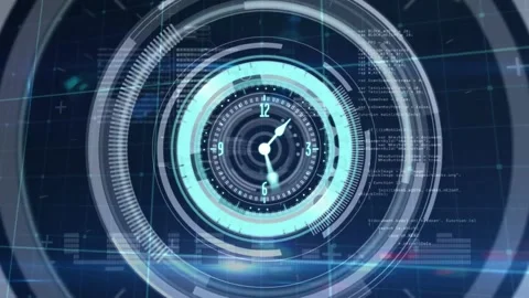 Animation of clock and safe lock rotating, over data processing on black Stock Footage 156775915
