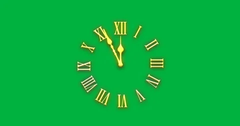 Animation of clock with countdown to midnight and new year on transparent Stock Footage 317925305