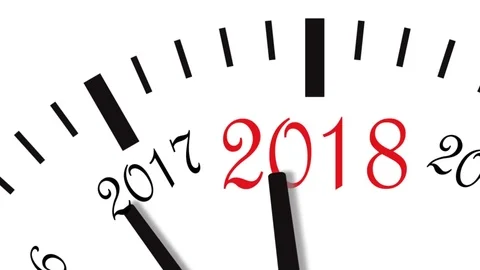 Animation of clock countdown from year 2017 to 2018. UltraHD 4K video. Stock Footage 79529493