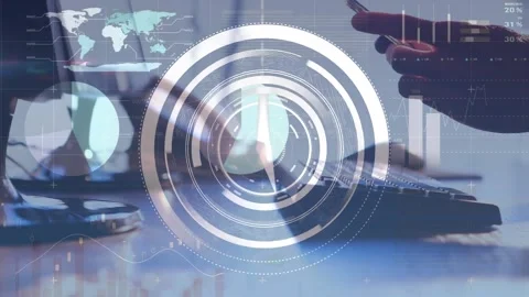 Animation of clock, infographic interfac... | Stock Video | Pond5