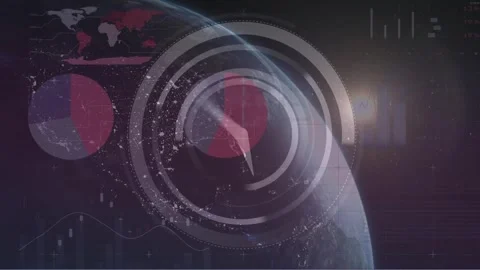 Animation of clock with infographic inte... | Stock Video | Pond5