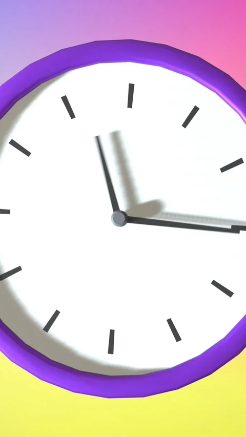 Animation of clock moving on colourful background Stock Footage 342643383